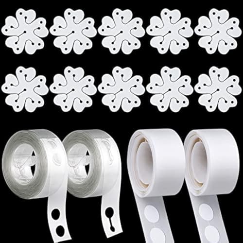 DONQL Balloons Girlande Streifen und Luftballon Kleber Punkt Aufkleber, 2 Rollen 16 Fuß Ballon Girlande Streifen 10pcs Ballon Blume Clips 200 Klebstoffpunkt Aufkleber für Hochzeitsfeier/Geburtstag