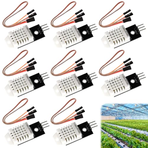 8 Stück DHT Temperatursensor 22/2302 und Luftfeuchtigkeitssensor mit Platine und Kabel 3.3-5.5V DHT Temperatursensor kompatibel mit Arduino, Sensor 22 Digitaler Temperatu und Feuchtesensor