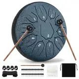 Steel Tongue Drum, 6 Zoll 11 Töne Zungentrommel Mit Trommelstöcken, Mit Tragetasche Und 4 Fingerauflagen, Handpan Geeignet Für Meditation, Yoga, Klangtherapie（Marineblau）