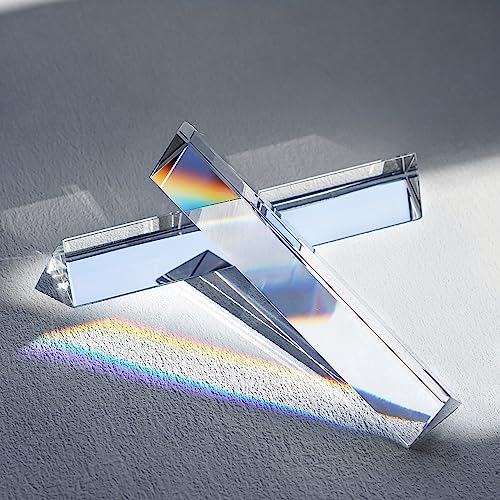 HDCRYSTALGIFTS 2 Stück 150 mm klares kristallklares optisches Glas Dreiecksprisma klares Dreifachprisma für Fotografie-Effekte Physik Unterricht Lichtspektrum Optik-Sets