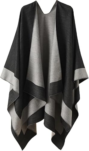 Crertos Poncho Damen Winter, Warm Cape Damen, Strick Poncho Herbst Schal Wrap, Winddichte Mantel Poncho Decke Open Front Cardigan Coat für Frau Mädch Festliche Geschenke