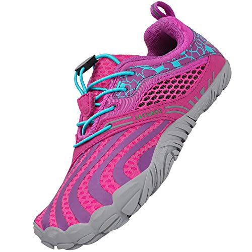 SAGUARO Barfussschuhe Jungen Mädchen Traillaufschuhe Kinder Minimalistische Leicht Weich Fitnessschuhe Gymnastikschuhe Sommer Wanderschuhe Sportschuhe Outdoor Schuhe, Pink 29