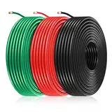 Fahrzeugleitung 2,5 mm² Set,5m x 3 Farben FLRY-B KFZ Kabel Litze,PVC Kupferkabel Auto Kabel Fly Batteriekabel Stromkabel KFZ Leitung Fahrzeugleitung-Rot&Schwarz&Grün je Farbe EIN 5m Ring