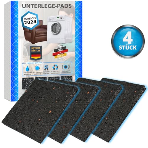 4 STÜCK 9x9x1 cm Waschmaschinen Unterlage Pads Gummipads Anti Vibrationsdämpfer für Trockner Möbel und Schränke - Lautsprecher Gummimatte - PREMIUM Unterlegscheiben Matte 1 cm dick - Made in Germany