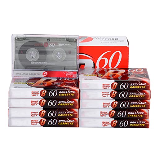 Audio Cassette Empty Cassette Tapes: Recorder CD & DVD Player Cassette 60 Minutes Time Low-Noise Surface Walkman Cassette Pre-Voltage Micro Voice Cassette with Music Radio Pack of 10 Brick (10 Brick)