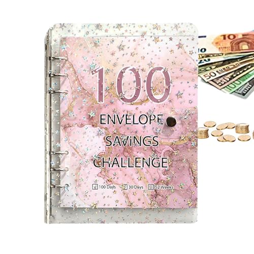 Umschlagspar-Challenge-Buch, 5 Budgetordner zum Sparen, einfache und unterhaltsame Möglichkeit, 5.050 $ zu sparen, für Budgetplanung, Zuhause, Schule
