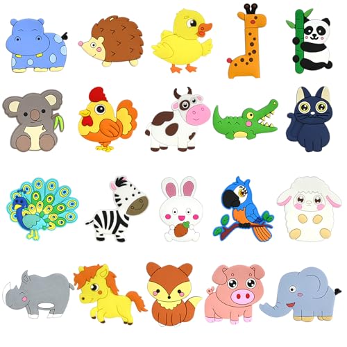 Kühlschrankmagnete Kinder, 20 Stück Magnete Kinder Tiere für Magnettafel, Kühlschrank Kleinkind Magnete, Schöne Zoo kühlschrank Magneten, Dekorative Kindermagnete Tiere Spielzeug der Erziehung