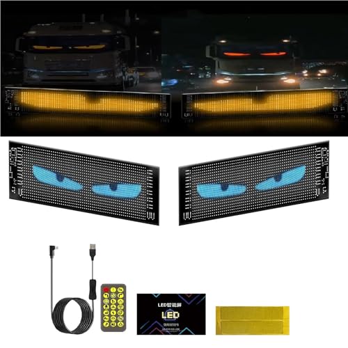 Teufelsaugen-Licht für Autos, LED-Augen-Lichtschilder für Auto, flexibler LED-Display für Auto, Geschäft, Halloween-Party, Bar, 2 Stück