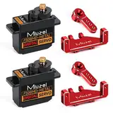 Miuzei 12g Micro Rc Servo Metall Getriebe Digital Servo+motor Lenkservo für Arduino 1/18 1:16 Auto SCX24 AX24 Car Roboter Boot Flugzeug Mini 5V mit 25cm Servo-Cable Mount Horn Set,Rot 2 Stück