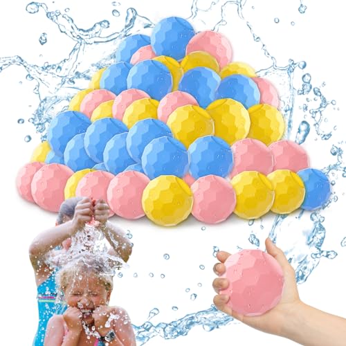 IEEILULU 30 Stück Wasserbomben Selbstschließend,Wiederverwendbare Wasserbomben,Wasserballons Splash Bälle für Kinder Erwachsene Outdoor-Aktivitäten Wasserspiele Sommer Spaß Aktivität(Hexagon)