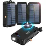 CXYP Solar Powerbank mit Kurbel, 12000mAh Externer Akku Kurbel Generator Powerbank Ladegerät mit Dual USB Ausgängen und LED Taschenlampe für Outdoor,Camping,Handy