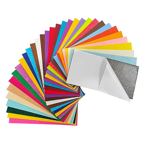 Selbstklebende Filzblätter, selbstklebende Filzrückseite, 33 Stück 10 x 20cm Filzkleber, 33 Farben klebriger, steifer Filz für Handwerksarbeiten DIY Nähen Schule Projekte Dekoration