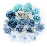 GUOSIYAO Künstliche Blumenköpfe Künstliche Blüten 20Stk Kunstblumen Blumenköpfe Kunstblumen Seidenblumen Dekoblumen Künstlich Für Party DIY Braut Hochzeit Blumenarrangements Combo Deko (Blau)