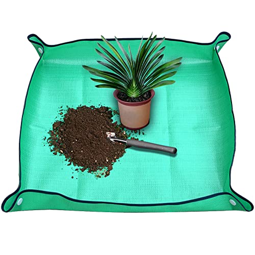 SisBroo Wasserdichte Pflanzen-Umtopfmatte für den Innenbereich, faltbare Zimmerpflanzen, Sukkulenten, Pflanzmatte, tragbare Gartenmatte, 68,1 x 68,1 cm (Grün)