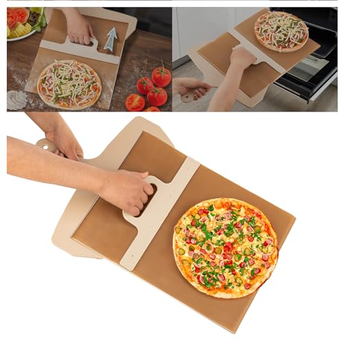 EvcgoX 12 Zoll Pizzaschieber,30.5 * 44.5cm Sliding Pizza Peel mit Griff und Backtuch Antihaftbeschichteter Pizzaschaufel für einfache Übertragung von Pizza, Kuchen, Brot, Pizza Zubehör