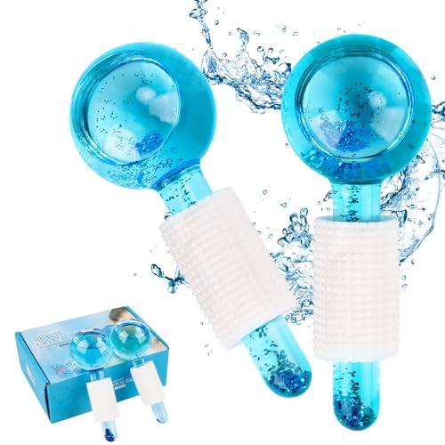 2 Stück Facial Ice Roller, Gesichtsroller Massage, Facial Ice Globes, Ice Face Roller für Eis-Gesichtsbehandlung, Reduziert Schwellungen, Strafft die Haut, Verbessert die Durchblutung (Blau)
