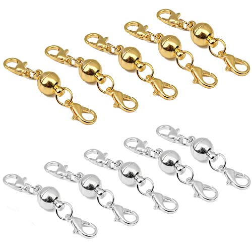 Magnet Schmuck Verschluss, Magnetische Karabinerverschlüsse, Magnetschließe für Schmuck, Magnetverschluss Kette, Verriegelung Magnetischer Schmuckverbinder Extender, für Schmuck Halskette, 10 Stück