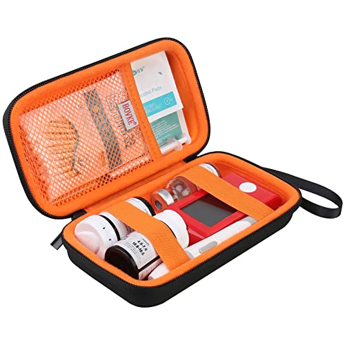 BOVKE Diabetes Supplies Reisekoffer, Aufbewahrungstasche für Diabetes Testkit, Blutzuckermessgeräte, Teststreifen, Medikamente, Lanzetten, Nadeln, Spritzen und andere Diabetes Supplies, schwarz