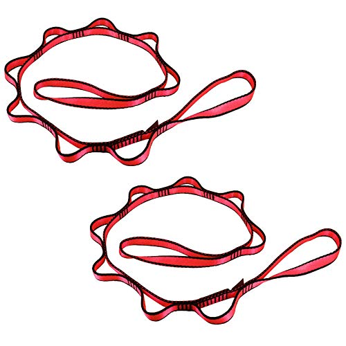 KIKIGOAL 2pcs Daisy Chains Nylon Starke Kletterriemen Verstellbare Klettergurte Climbing Seil Starke Daisy Chain Für Outdoor Sport Camping (Rot, 105cm)