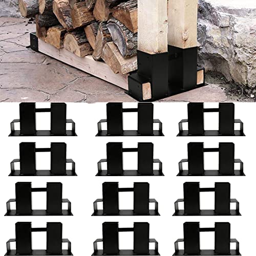 Jopassy 8er Set Holzstapelhilfe, Stabile Brennholz Stapelhilfe, Feuerverzinkt Holzstapelhalter, kaminholz stapelhilfe, Verstellbare Holzstapelhilfe, DIY Holzunterstand für Kanthölzer,schwarz