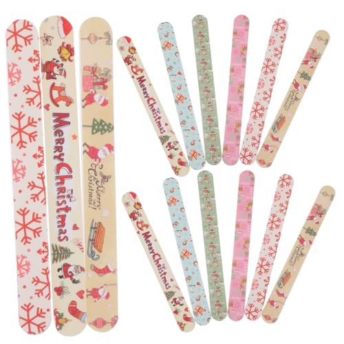 MERRYHAPY Exquisite Handwerkliche Weihnachtsnagelfeilen 24-teiliges Nagelfeilenset Handgehaltene Pedikürefeilen Einfache Nagelfeile Verleihen Sie Ihren Nägeln Eine Festliche Atmosphäre