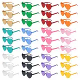 NACHLYNN 12 Brillen Herz-Sonnenbrillen für Damen 12 Farben Randlose Herzförmige Sonnenbrille Transparente Bonbonfarbene Herzbrille für Partygeschenke