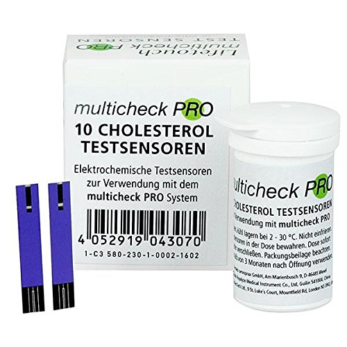 10 Cholesterol Testsensoren - C3 580 - Elektrochemische Teststreifen zur Verwendung mit dem Lifetouch Multicheck Pro Messgerät - Tests PZN 11304424