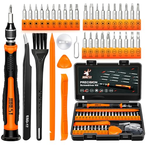 JOREST 38Pcs Feinmechaniker Schraubendreher Set, Mini Werkzeug Kit mit Torx T1 T2 T3 T4 T5, TR6 T7 T8 T9 T10 T15, Triwing Y00, Stern P2 P5, -1.0/2.0, usw, für Switch, PS4, Laptop, Xbox, Brillen, Uhren