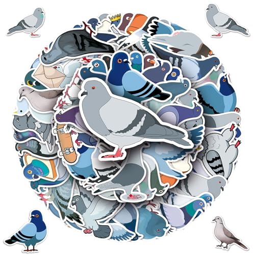 50 Stück Tierische Taube Aufkleber Pack, Taube Aufkleber für Laptop, Pigeons Sticker Set, wasserdichte Vinyl Sticker, für Scrapbook,Skateboard,Auto,Gepäck, für Jugendliche Kinder Erwachsene