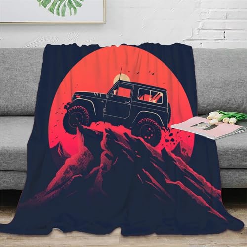 im Gelände Jeep 3D Drucken Rennen Blanket Kolibri Wohndecke Microfaser Bequem Und Atmungsaktiv Schlafdecke Tagesdecke Weich Und Warme Für Teens Erwachsene 70x80inch(180x200cm)