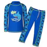 HUAANIUE Jungen Kinder Badeanzug 2-Teiliger Anti-UV UPF 50+ Kinder Jungen Strand Badeanzug Lang und Kurz 3-12 Jahre (S247-Blau Marine, 4-5 Jahre)