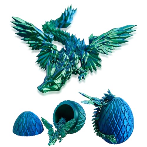 Joyyko Drachenei,13-Zoll-Drachenspielzeug,Beweglicher Drache,Zappelspielzeug für Autismus/ADHS,3D-gedrucktes Geschenkspielzeug,Chefschreibtischspielzeug,Heimbüro-Dekoration (Lasergrün)