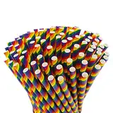 Papier Strohhalme lang Pride Flag, LGBTQ, 100 Stück, 23cm lang, 7mm Ø. Strohhalm Regenbogen Peace Flagge CSD Pride LGBTQ+ Queer friendly, biologisch abbaubar, Umweltfreundlich Einweg Trinkhalm (Lang)