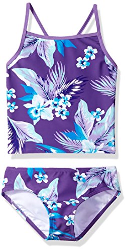 Kanu Surf Mädchen Melanie Beach Sport 2-pc UPF 50+ Banded Tankini-Set, Alania Floral Purple, 4