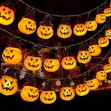 Ausolee 3M 20 LED Halloween Lichterkette Kürbis für Halloween Deko, 2 Modus Süßer Kürbis Lichterkette Batterie für Halloween Lichterkette Outdoor Indoor Schlafzimmer Baum Halloween Deko innen