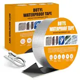 AFXXE Dichtband Selbstklebend Wasserdicht,5cm x 5m Bitumenband Butylband,AluFolie Wasserfestes Klebeband,Dach Dachrinnen Reparaturband,Dichtband Zur Verwendung an Löchern Rohren Dächern Wohnmobilen