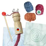 mikiprojekt® Kinder-Stricklisel Bastelset I Nachhaltiges Komplettset mit Kinder-Strickliesel, Kinder Strickstab, Garn in 3 Farben & Anleitung I Plastikfreies Kinder Stricken I Strickliesel Set ab 5J.