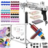 Tufting Gun, Tufting Set Tufting Machine Teppich Tufting Pistolen mit 27,5 x 27,5'' Aluminium Legierungsrahmen und Teppichschneider für Schnittflor und Schlingenflor 40 Rollen Garn mit Tufting Tücher