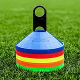 FORZA Trainingsmarkierungshütchen | 10 leuchtende Farboptionen – Premium-Trainingsausrüstung mit Ständer, Für Fußball-, Rugby- und Fitnessübungen [50er- oder 1000er-Pack] (50, Mehrfarbig)