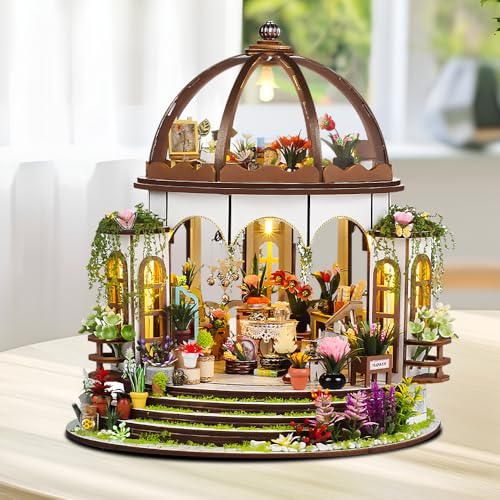 SGZIOO DIY Miniature House, Miniatur Haus Selber Bauen, Miniatur Haus Bausatz mit LED Licht, Möbel und Werkzeug Machen, Miniaturhaus für Erwachsene und Kinder, Machen Sie Eigenes Kreatives Geschenk