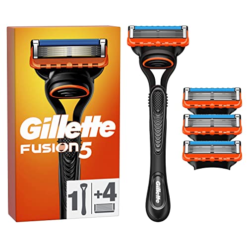 Gillette Fusion5 Rasierer für Männer, 1 Gillette Rasierer, 4 Ersatzklingen