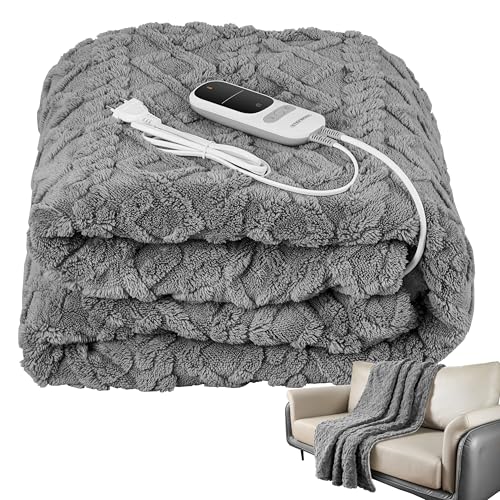 Heizdecke mit Abschaltautomatik Kuschelheizdecke 180x130cm elektrische Wärmedecke Kuscheldecke Bett Sofa Wärmezudecke Thermodecke Elektro-Wärmedecke Wärmebettdecke 9 Stufen bis 40°C waschbar