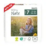 Eco by Naty Baby Windeln Pants - umweltfreundliche Premium-Bio Höschenwindeln aus pflanzenbasierten Materialien, sehr saugfähig und frei von gefährlichen Chemikalien (Größe 7) | 64 Stück (4er Pack)