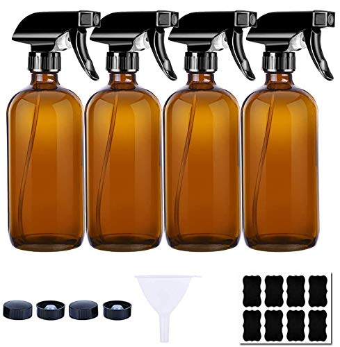 PANENDIANO Braunglas Sprühflaschen Gießkannen mit Verstellbare 250ml 4PCS Sprühkopf Wiederverwendbare für Pflanze Blumen Garten Friseursalon