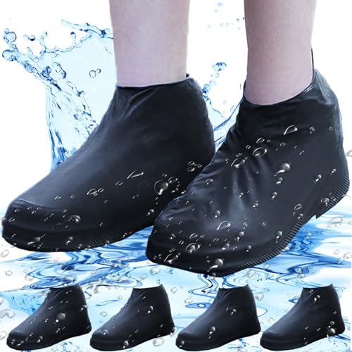 Ahigh Schuhüberzieher wasserdicht,[3 Paare]Zügeregenschutz schuhe für Männer und Frauen,Einweg/Mehrweg Latex-überschuhe mit rutschfesten wasserdicht für Regen,Schneetag,Wüstenstrand,Schlammige Straßen