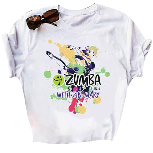 Zunba Samba Tanzkleidung für Frauen Grafik T-Shirts Damen Casual O Neck Workout Kurzarm Aerobic Kurse Fitness Training T-Shirt Tops
