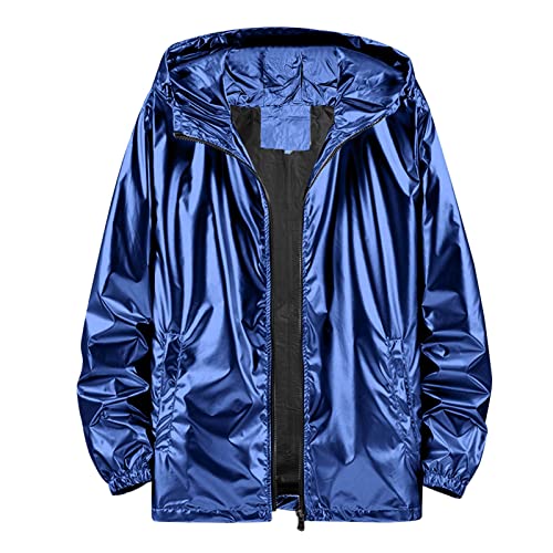 Mymyguoe Reflektierende Licht Jacke Herren Rainbow Glänzende Jacke Sonnenschutz Langarmshirt Hoodie Modische Farb-Verlauf Glänzend Jackett Regenbogen Metallischen Glänzenden Kapuzen Jacke Pilotenjacke