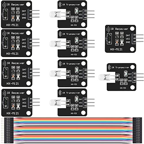 Youmile 5 Stück Digital 38 kHz Infrarot-IR-Empfänger Sensor-Modul + 5 Stück 38-kHz-IR-Sender-Sensormodul mit DuPont-Kabel für Arduino Electronic Building Block