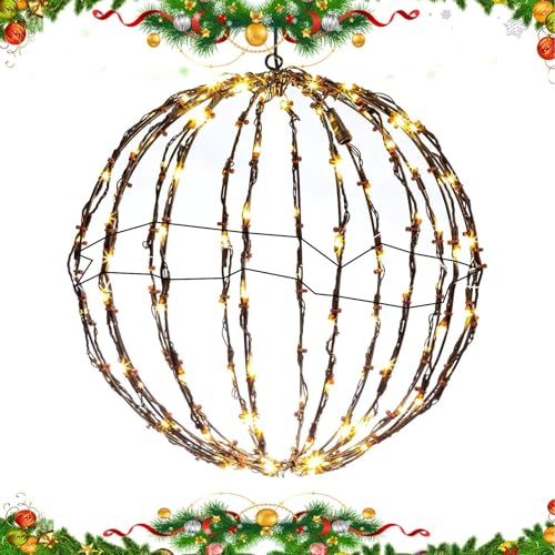 Led Kugel, Lighted Ball, LED Dekokugel, Hängende Kugel Lichte Beleuchtete Kugel Weihnachtsdeko, LED Kugeln Zum Hinhängen Hinstellen,Faltbare LED Kugeln Weihnachtsbeleuchtung Füraußen Garten Dekoration