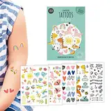 Hautfreundliche Kindertattoos zum Aufkleben - Motiv DU & ICH, Freundschaftstattoos, Kinder-Tattoo Set mit 5 Bögen, Tattoos Kinder, 100% Vegan und Hergestellt in Österreich, JEKA